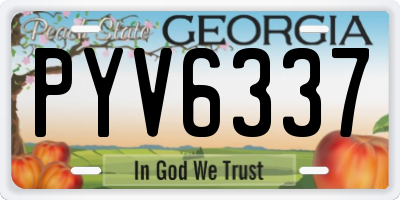 GA license plate PYV6337