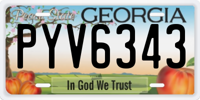 GA license plate PYV6343