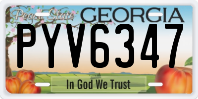 GA license plate PYV6347