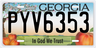 GA license plate PYV6353