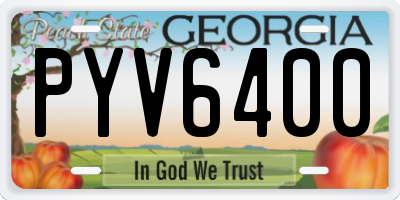 GA license plate PYV6400