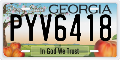 GA license plate PYV6418