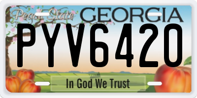 GA license plate PYV6420