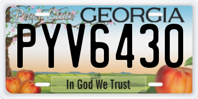 GA license plate PYV6430