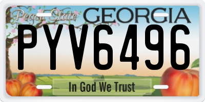 GA license plate PYV6496