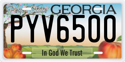 GA license plate PYV6500