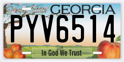 GA license plate PYV6514