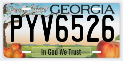 GA license plate PYV6526