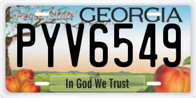 GA license plate PYV6549