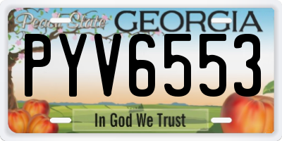 GA license plate PYV6553