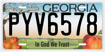 GA license plate PYV6578