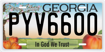 GA license plate PYV6600
