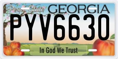 GA license plate PYV6630