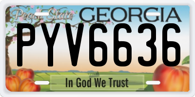 GA license plate PYV6636