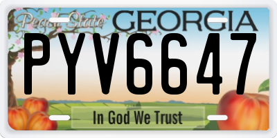 GA license plate PYV6647