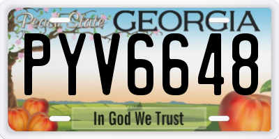 GA license plate PYV6648