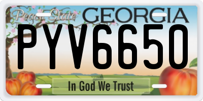 GA license plate PYV6650