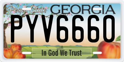 GA license plate PYV6660