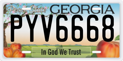 GA license plate PYV6668