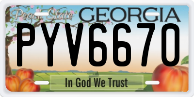 GA license plate PYV6670