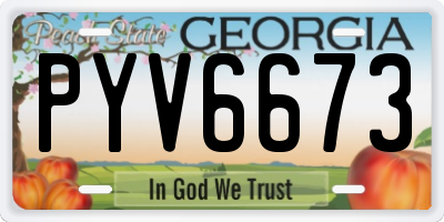 GA license plate PYV6673