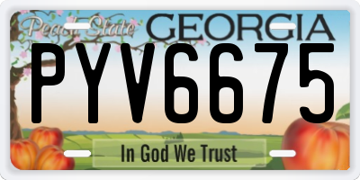 GA license plate PYV6675