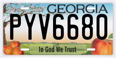 GA license plate PYV6680