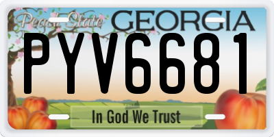 GA license plate PYV6681