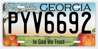 GA license plate PYV6692