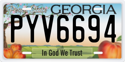 GA license plate PYV6694