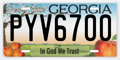 GA license plate PYV6700
