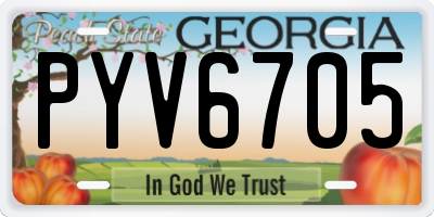 GA license plate PYV6705