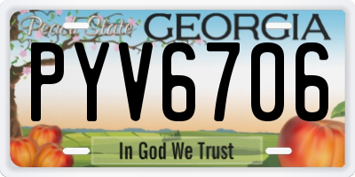 GA license plate PYV6706