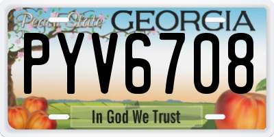 GA license plate PYV6708
