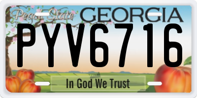 GA license plate PYV6716
