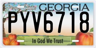 GA license plate PYV6718
