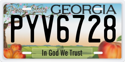 GA license plate PYV6728