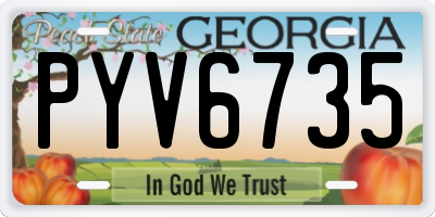 GA license plate PYV6735