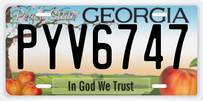 GA license plate PYV6747