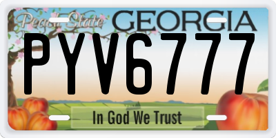 GA license plate PYV6777