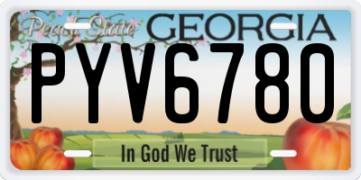 GA license plate PYV6780