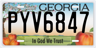 GA license plate PYV6847