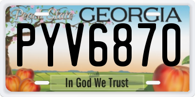 GA license plate PYV6870