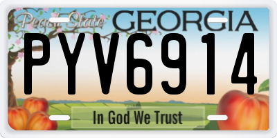 GA license plate PYV6914