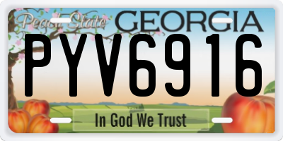 GA license plate PYV6916
