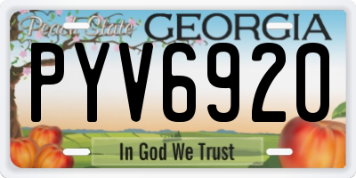 GA license plate PYV6920