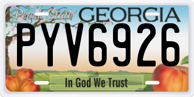 GA license plate PYV6926
