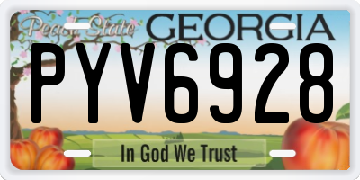 GA license plate PYV6928