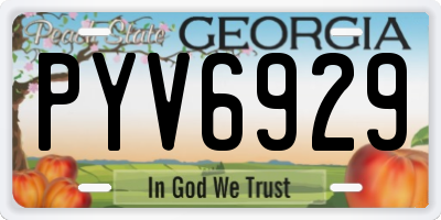 GA license plate PYV6929