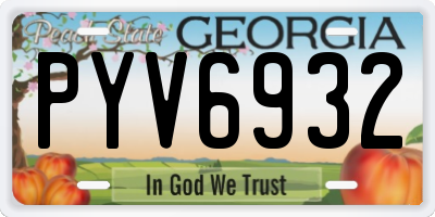 GA license plate PYV6932